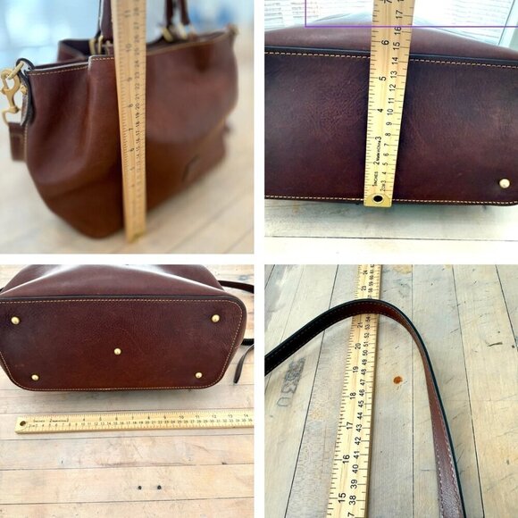 Dooney & Bourke Chestnut Florentine Leather Barlow Satchel Crossbody Handbag - Picture 14 of 16